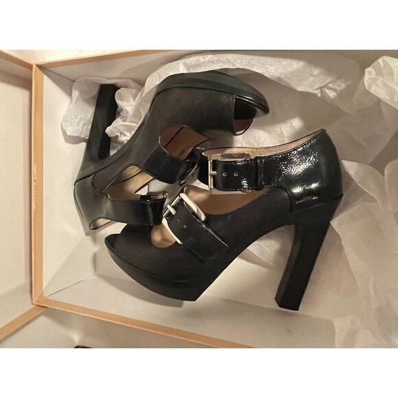 NEW Michael Kors Desert Double Buckle Black Patent Leather 7.5M - Picture 14 of 15